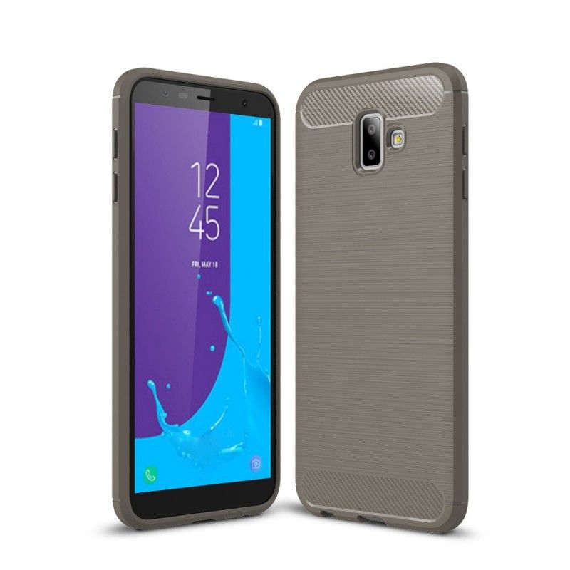 Cover Samsung Galaxy J6 Plus Sort Børstet Kulfiber