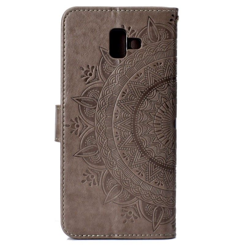 Flip Cover Læder for Samsung Galaxy J6 Plus Grå Solmandala