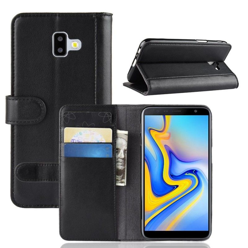 Flip Cover Læder for Samsung Galaxy J6 Plus Sort Delt Læder