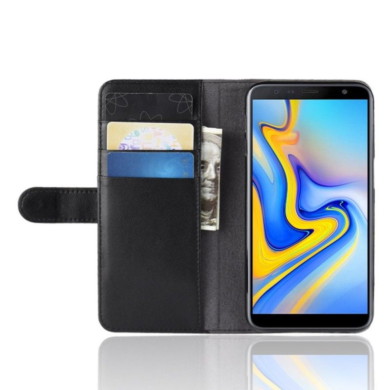 Flip Cover Læder for Samsung Galaxy J6 Plus Sort Delt Læder