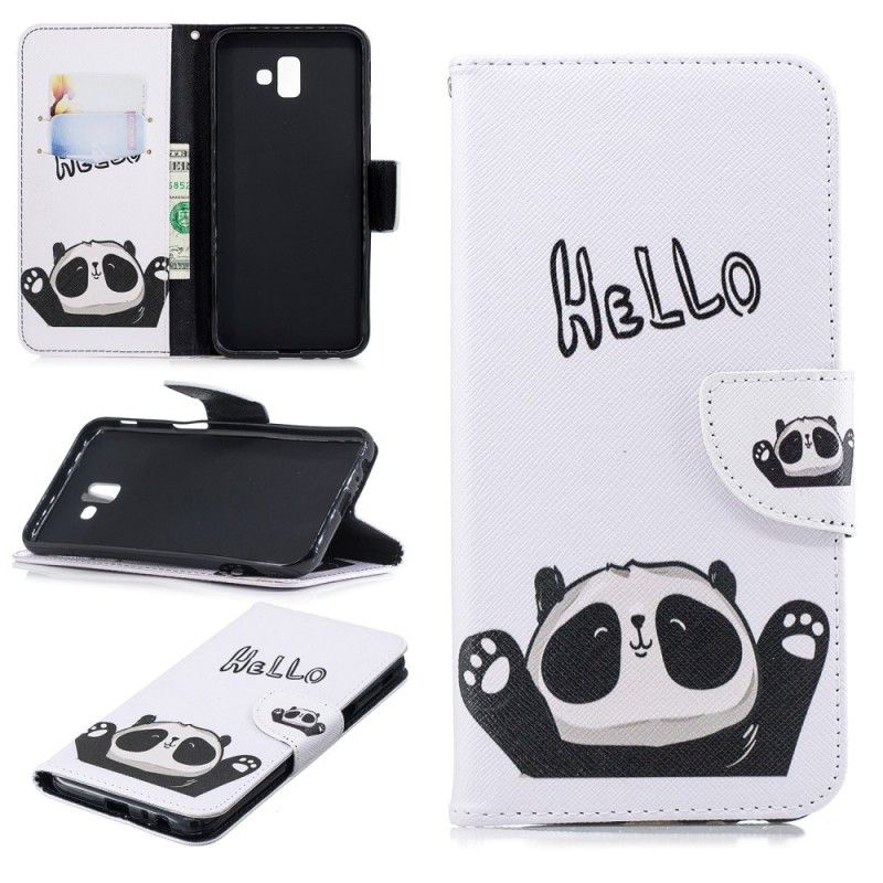 Flip Cover Læder Samsung Galaxy J6 Plus Hej Panda Beskyttelse