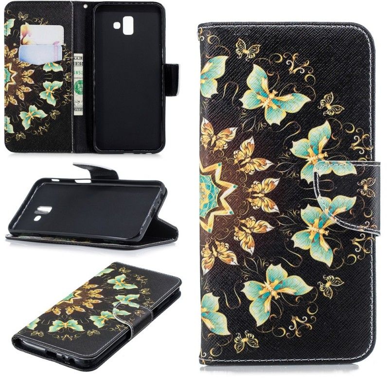 Flip Cover Læder Samsung Galaxy J6 Plus Sommerfuglemandala Original