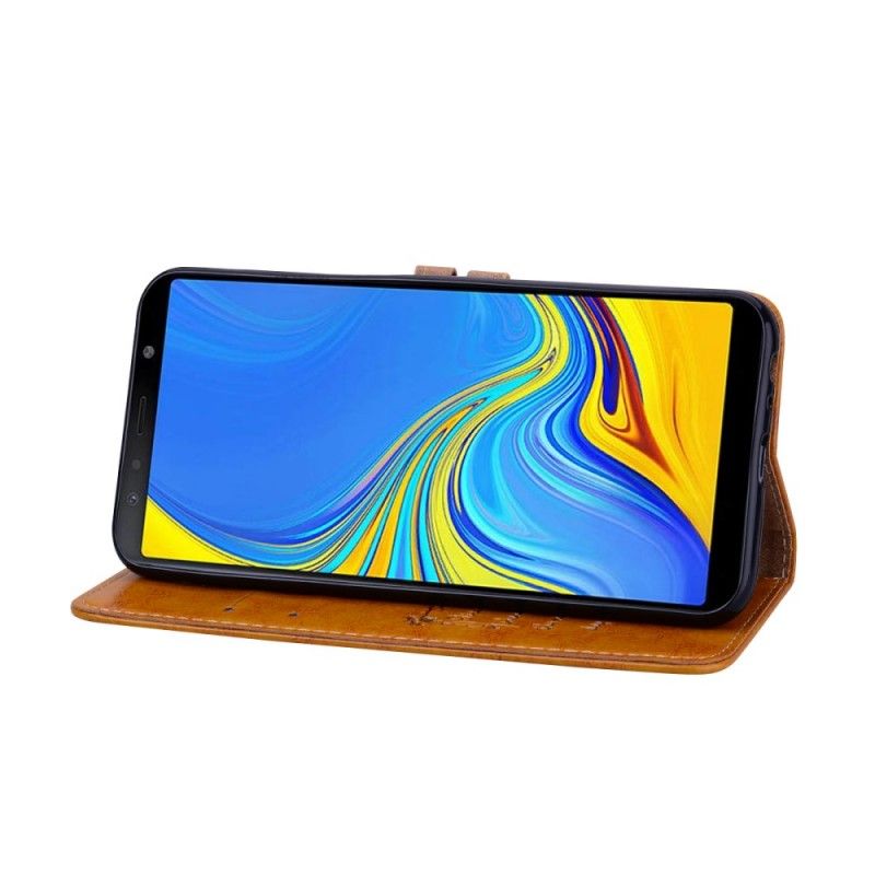 Flip Cover Samsung Galaxy J6 Plus Sort Vintage Lædereffekt Med Rem