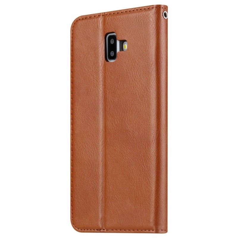 Læder Cover Samsung Galaxy J6 Plus Sort Kortholder I Kunstlæder