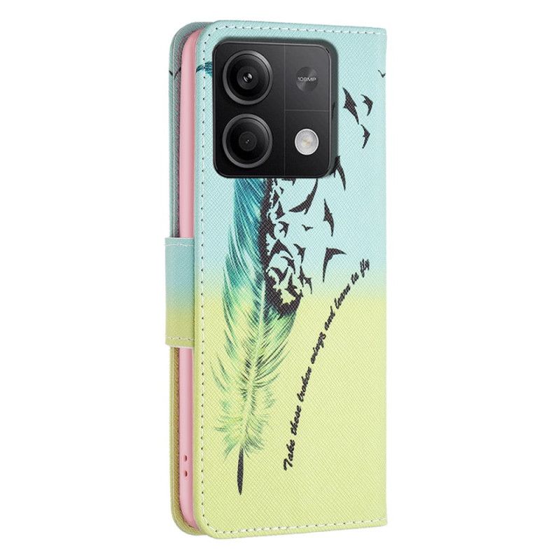 Flip Cover Til Xiaomi Redmi Note 13 5g Fjer Og Fugle