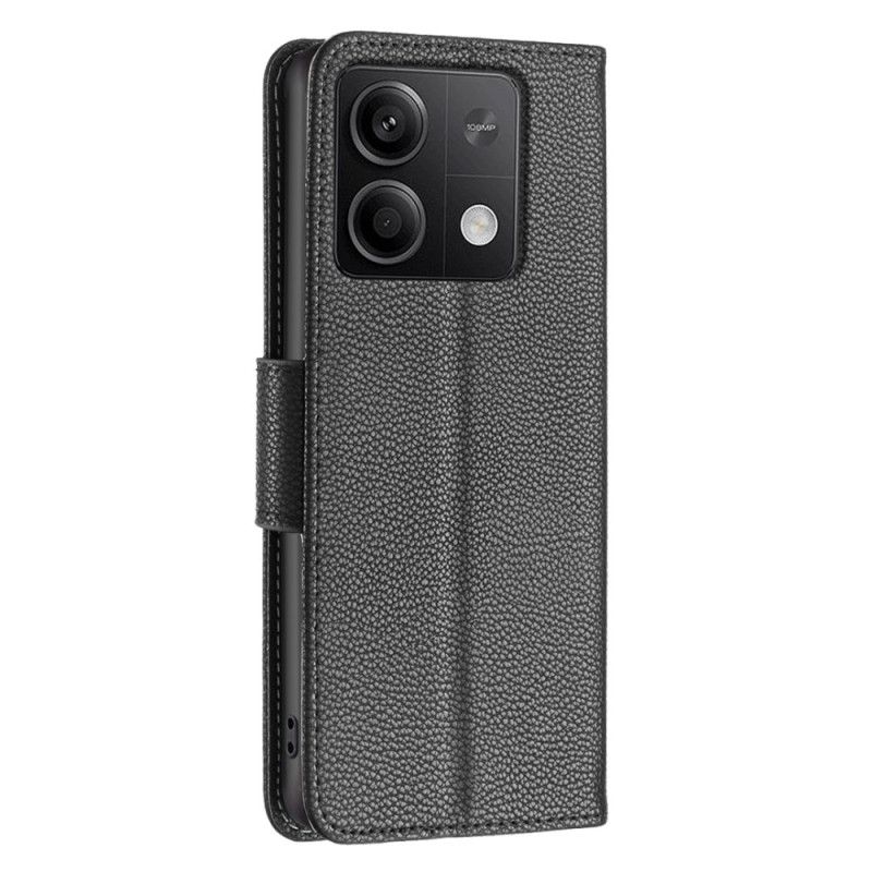 Flip Cover Til Xiaomi Redmi Note 13 5g Litchi Imiteret Læder Med Rem