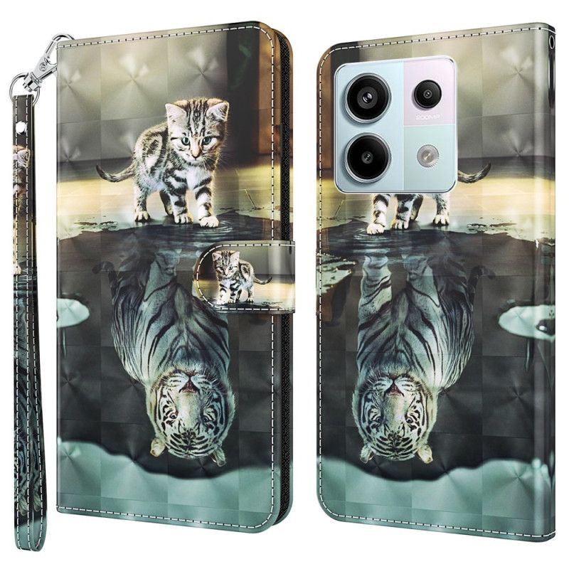 Flip Cover Xiaomi Redmi Note 13 5g Kat Og Tiger Med Rem