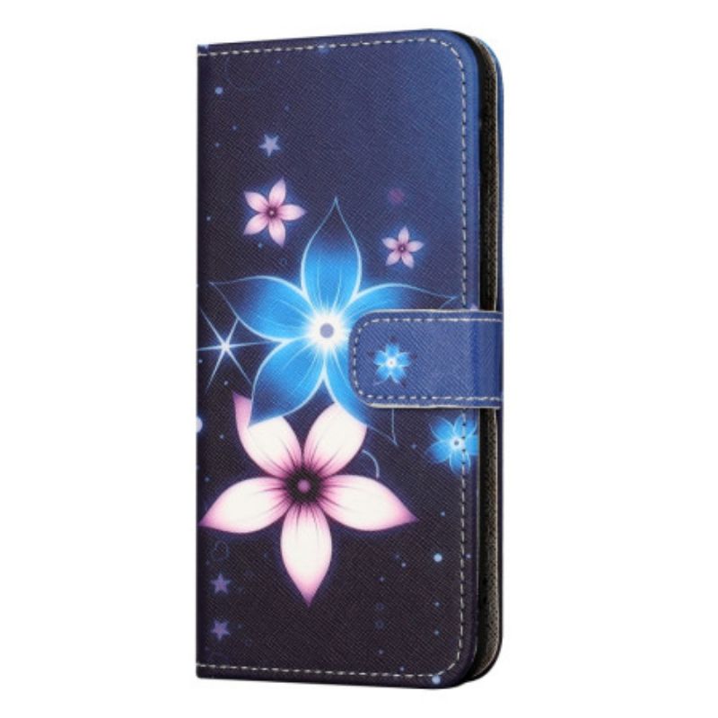 Flip Cover Xiaomi Redmi Note 13 5g Måneblomster Med Rem