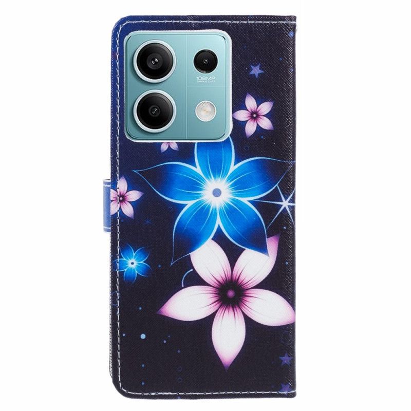 Flip Cover Xiaomi Redmi Note 13 5g Måneblomster Med Rem