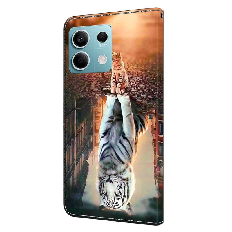 Læder Cover Xiaomi Redmi Note 13 5g Med 3d Kitten Dream Mønster