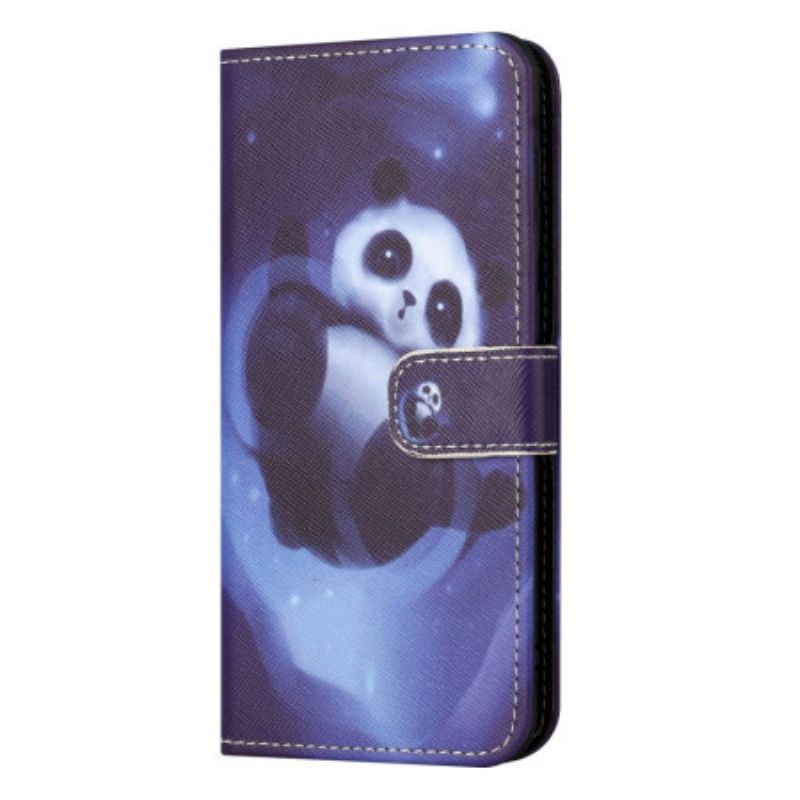 Læder Cover Xiaomi Redmi Note 13 5g Telefon Etui Panda Space Med Rem