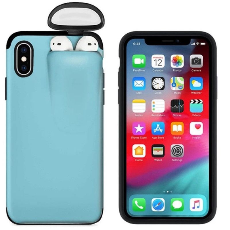 Cover for iPhone XS Max Sort 2-I-1 Taske Til Airpods