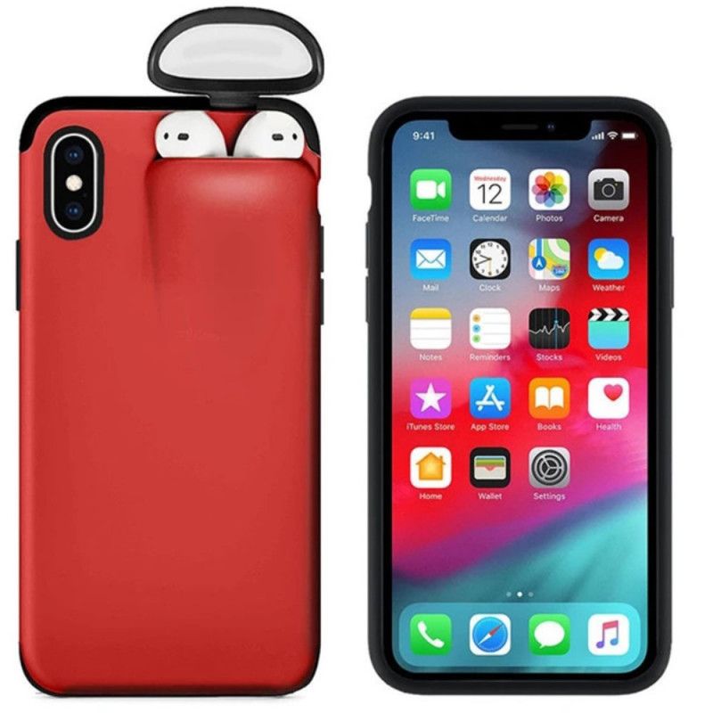 Cover for iPhone XS Max Sort 2-I-1 Taske Til Airpods