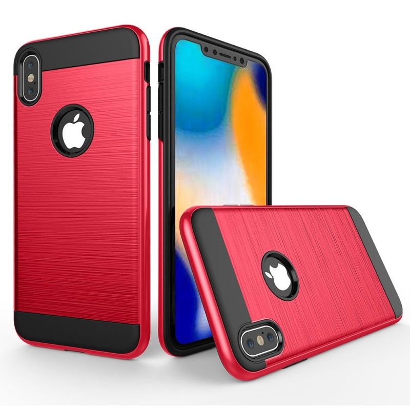 Cover for iPhone XS Max Sort Børstet Hybrid