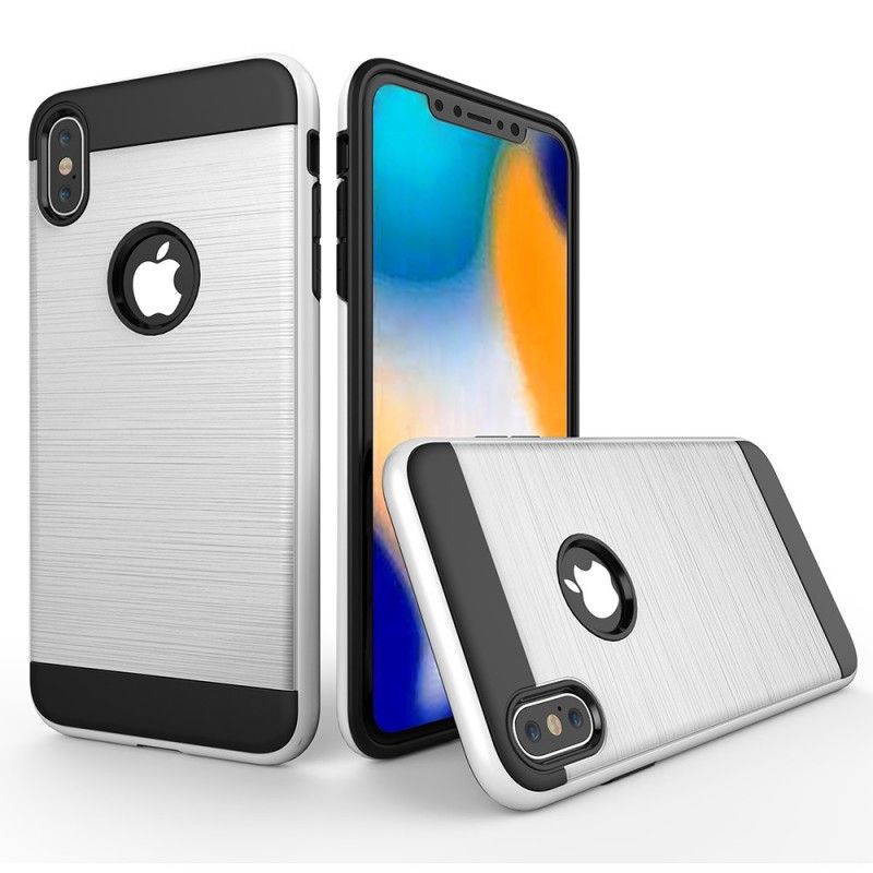 Cover for iPhone XS Max Sort Børstet Hybrid