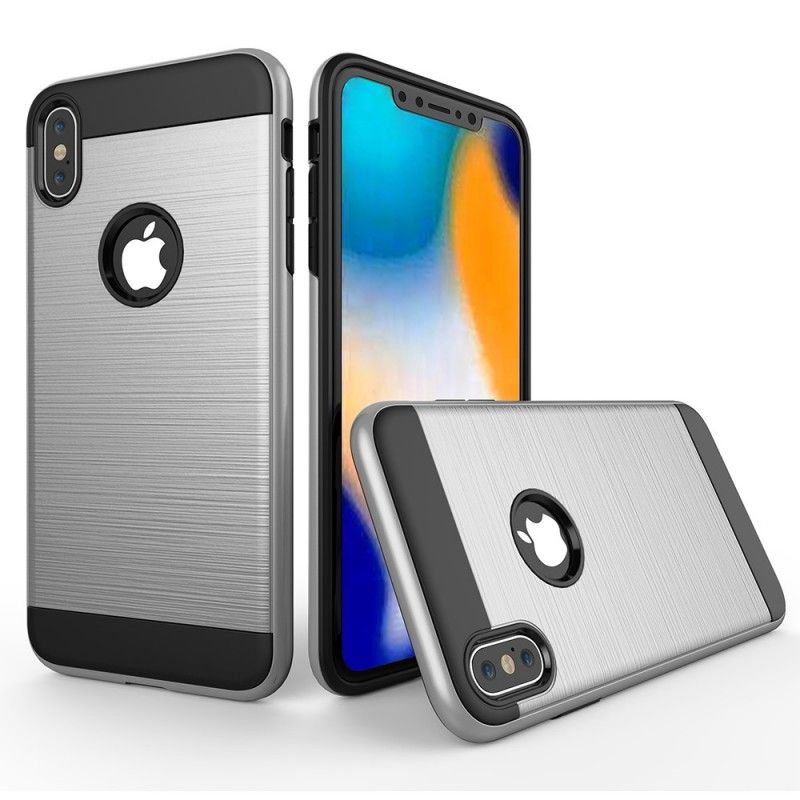 Cover for iPhone XS Max Sort Børstet Hybrid