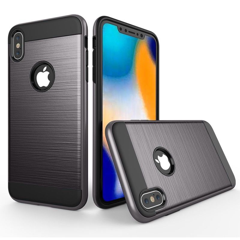 Cover for iPhone XS Max Sort Børstet Hybrid