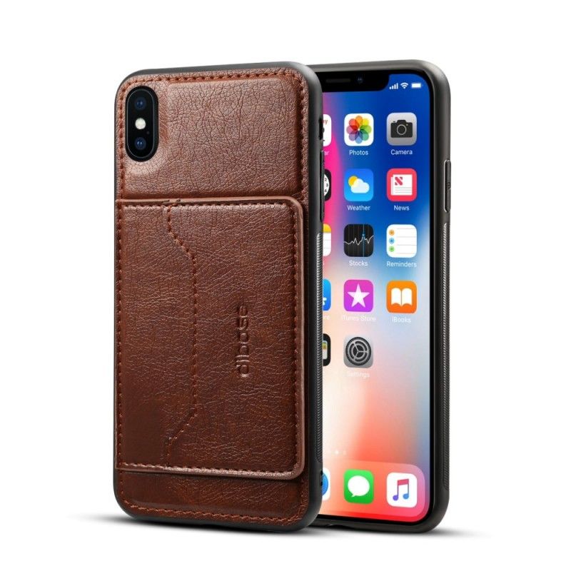 Cover for iPhone XS Max Sort Kortholder I Imiteret Læder