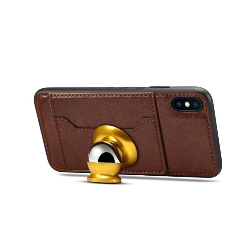 Cover for iPhone XS Max Sort Kortholder I Imiteret Læder