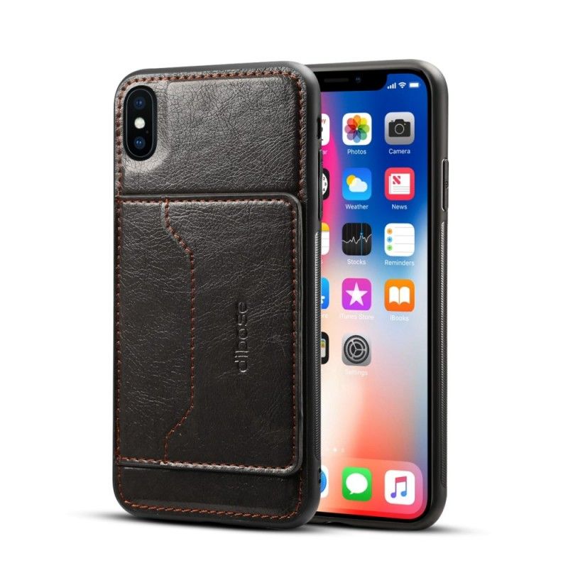 Cover for iPhone XS Max Sort Kortholder I Imiteret Læder