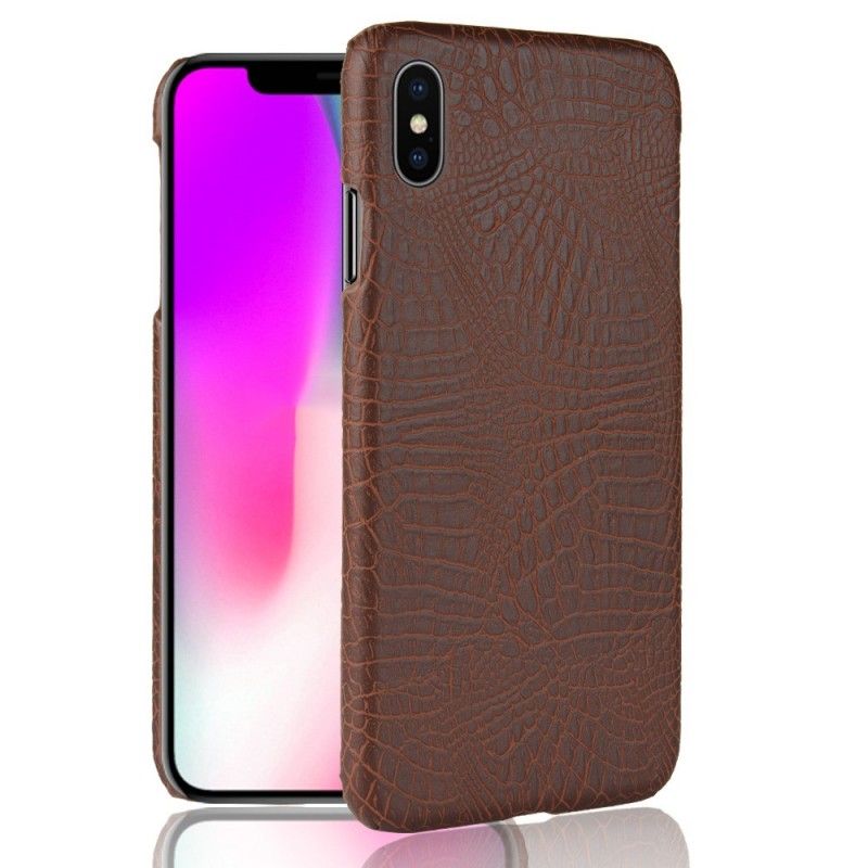 Cover for iPhone XS Max Sort Krokodillehudeffekt