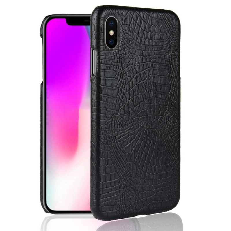 Cover for iPhone XS Max Sort Krokodillehudeffekt