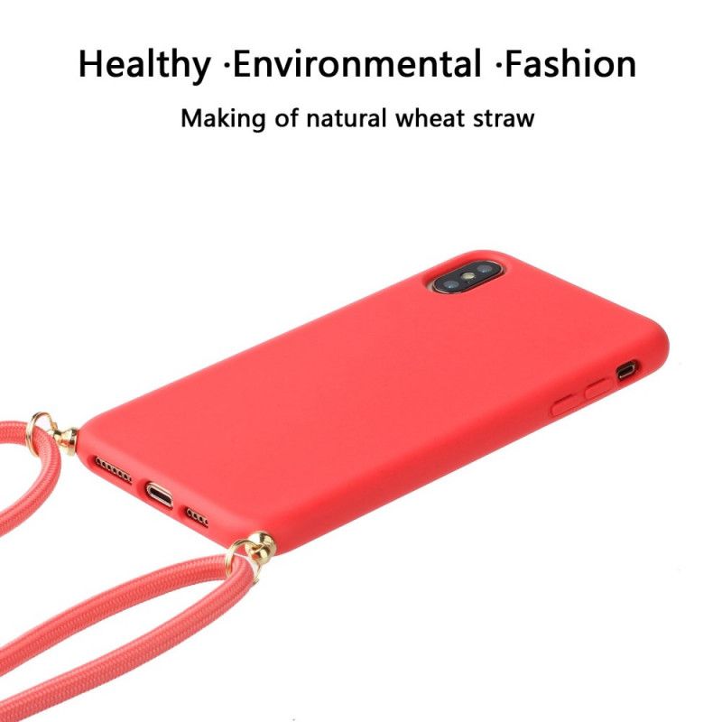 Cover for iPhone XS Max Sort Silikone Med Farvet Ledning