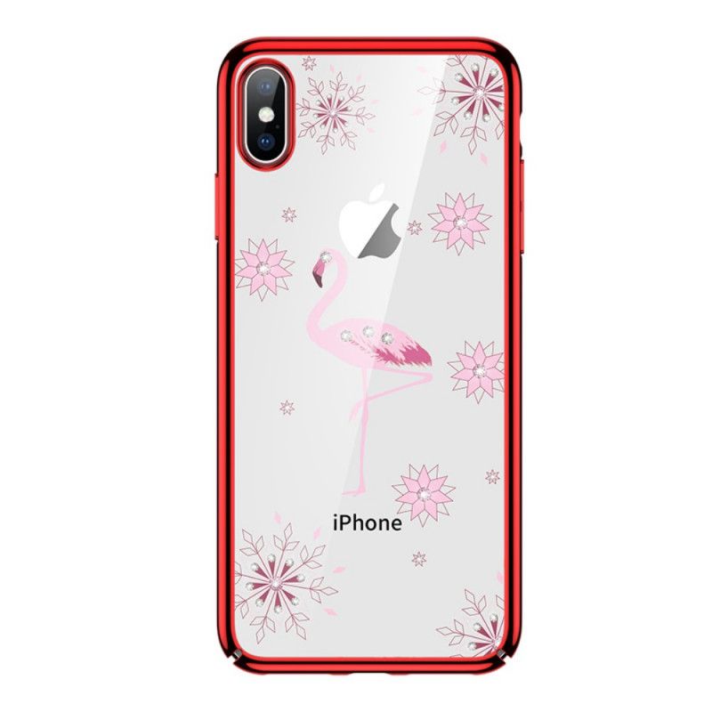 Cover for iPhone XS Max Sort Sulada Flamingo Diamanter