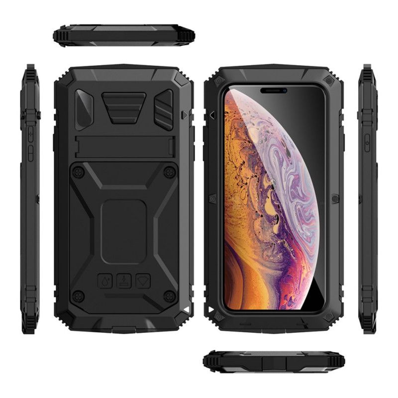 Cover for iPhone XS Max Sort Tankserie Hærdet Glas Og Metal