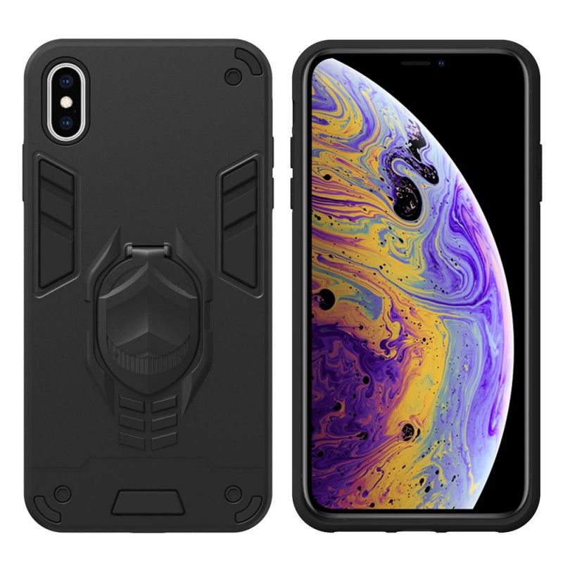 Cover iPhone XS Max Sort Aftagelig Rustning Med Ringholder