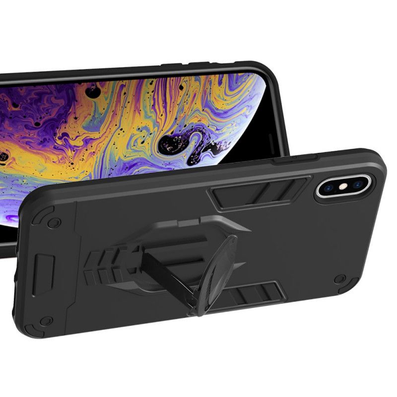 Cover iPhone XS Max Sort Aftagelig Rustning Med Ringholder