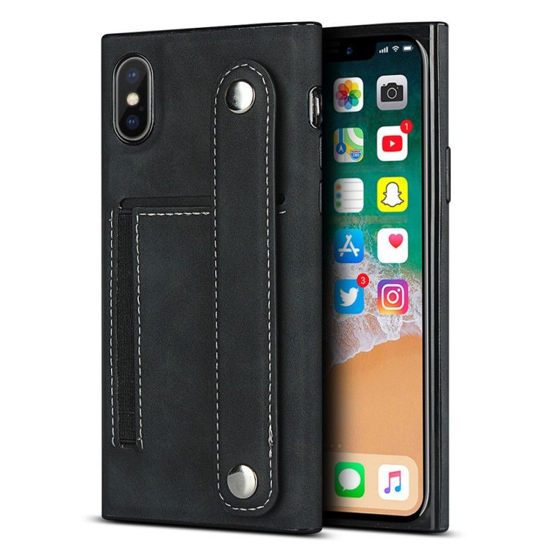 Cover iPhone XS Max Sort Kortholder Og Rem