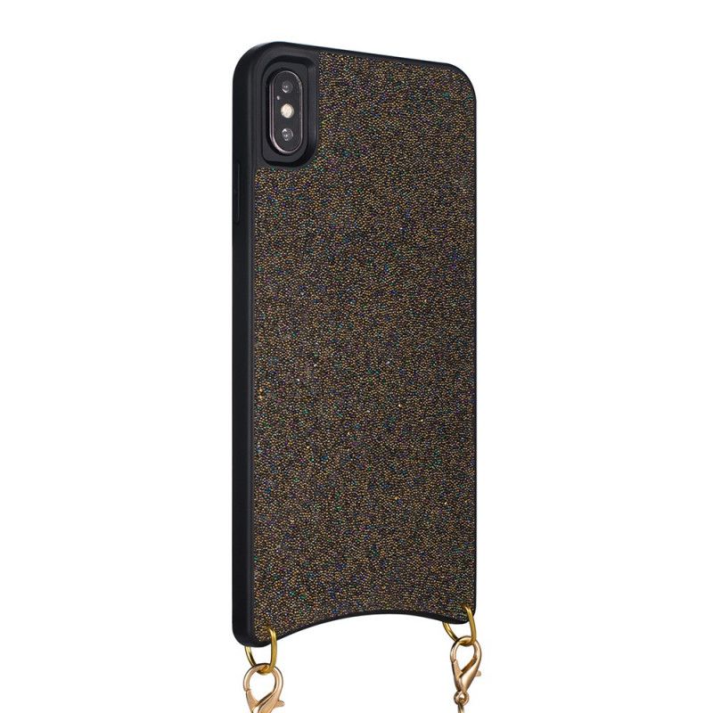 Cover iPhone XS Max Sort Mobilcover Pailletter Med Kæde