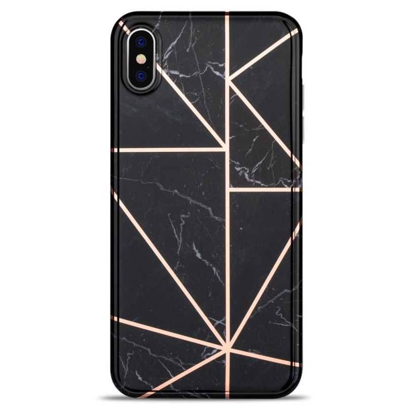 Cover iPhone XS Max Sort Mobilcover Prangende Geometrisk Marmor