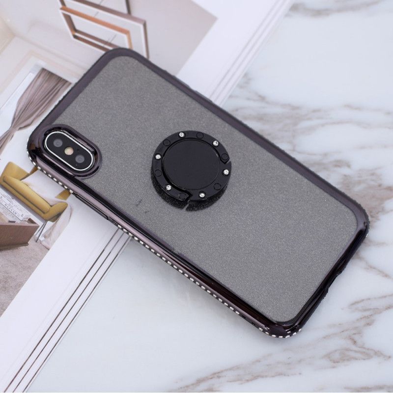 Cover iPhone XS Max Sort Pailletter Og Diamanter Ringer