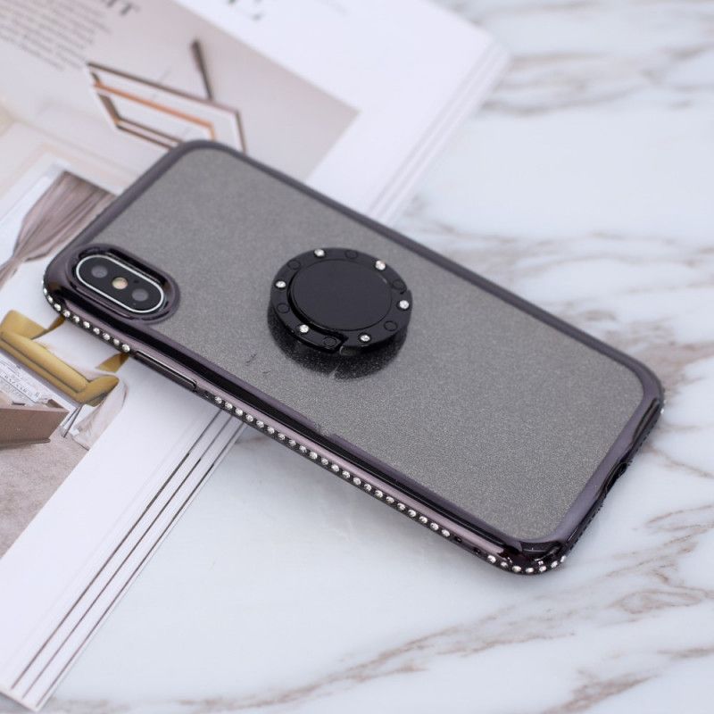 Cover iPhone XS Max Sort Pailletter Og Diamanter Ringer