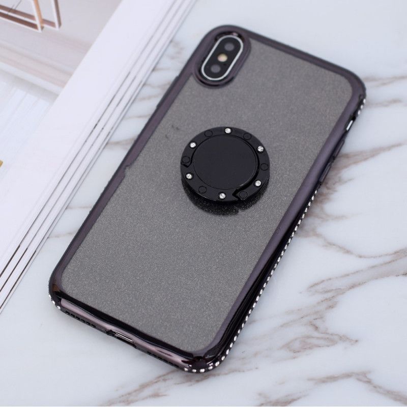 Cover iPhone XS Max Sort Pailletter Og Diamanter Ringer