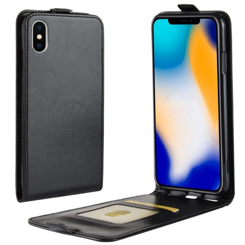 Flip Cover Læder iPhone XS Max Sort Sammenfoldelig Beskyttelse