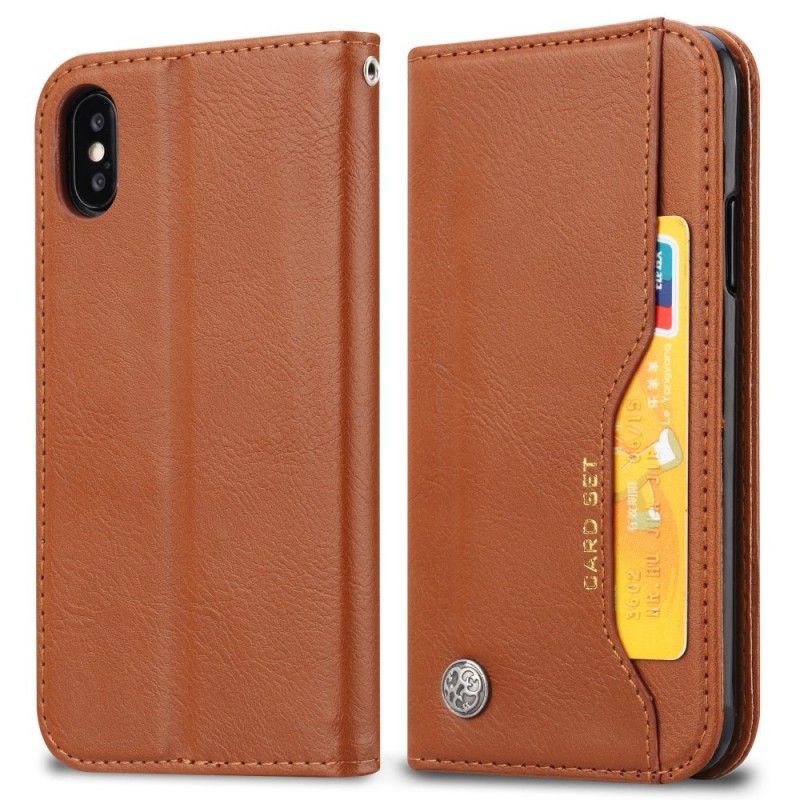 Læder Cover for iPhone XS Max Sort Kortholder I Kunstlæder