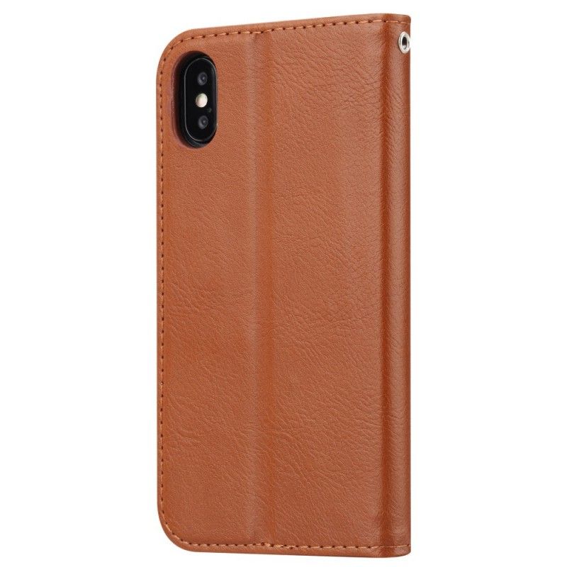 Læder Cover for iPhone XS Max Sort Kortholder I Kunstlæder