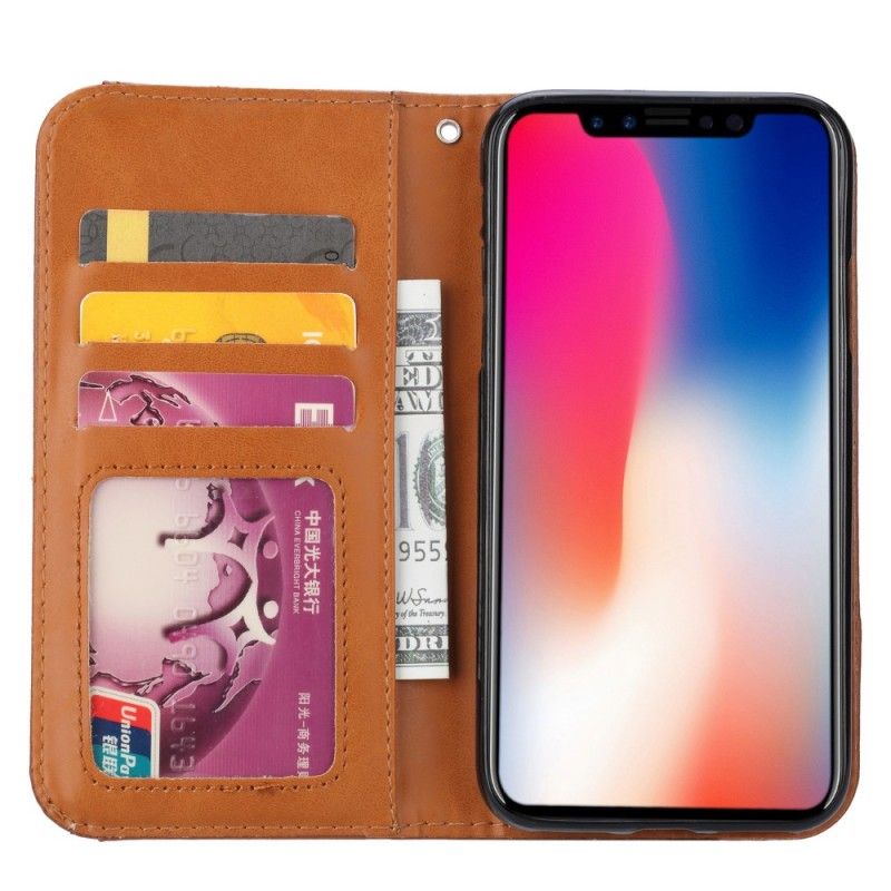 Læder Cover for iPhone XS Max Sort Kortholder I Kunstlæder