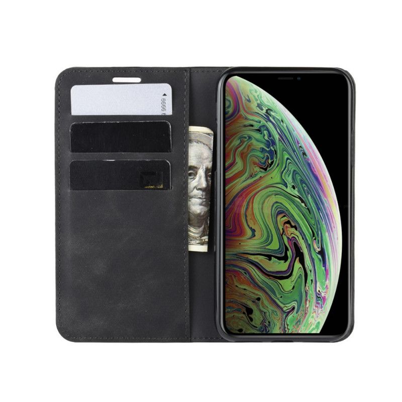 Læder Cover iPhone XS Max Sort Silkeagtig Touch-Lædereffekt