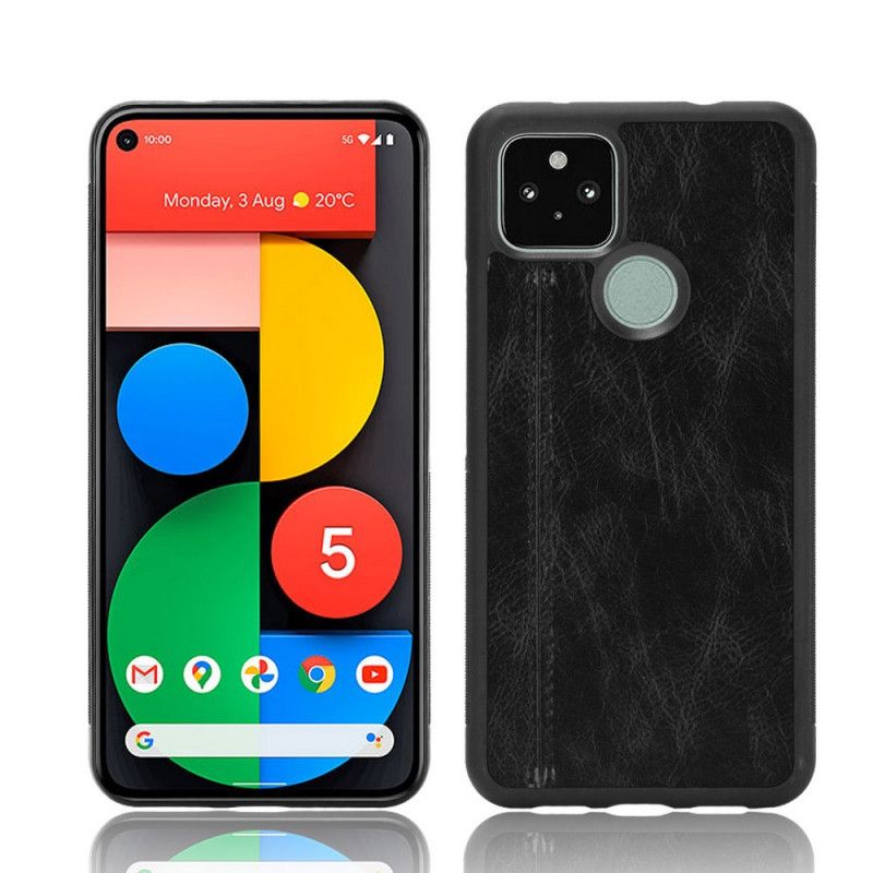 Cover for Google Pixel 5 Sort Syet Lædereffekt