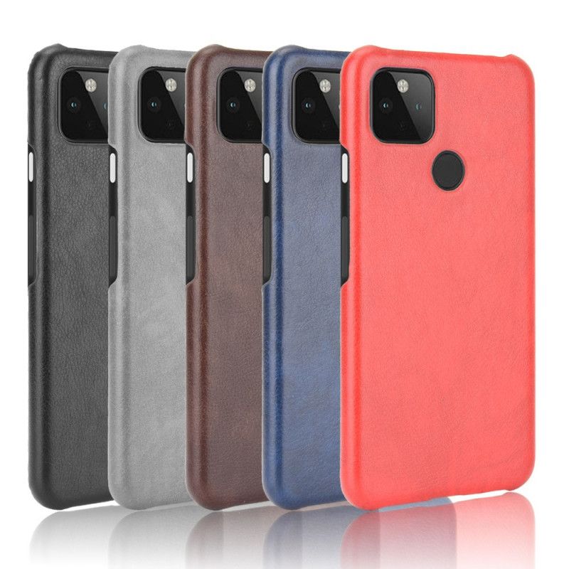 Cover Google Pixel 5 Sort Præstationslychee-Lædereffekt Original