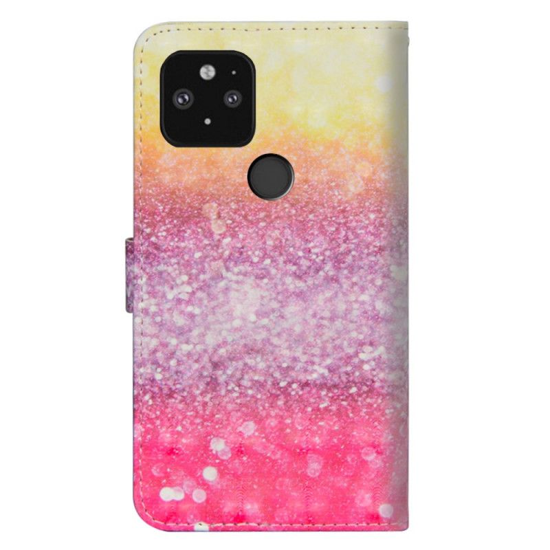 Flip Cover Google Pixel 5 Mobilcover Magenta Glitter