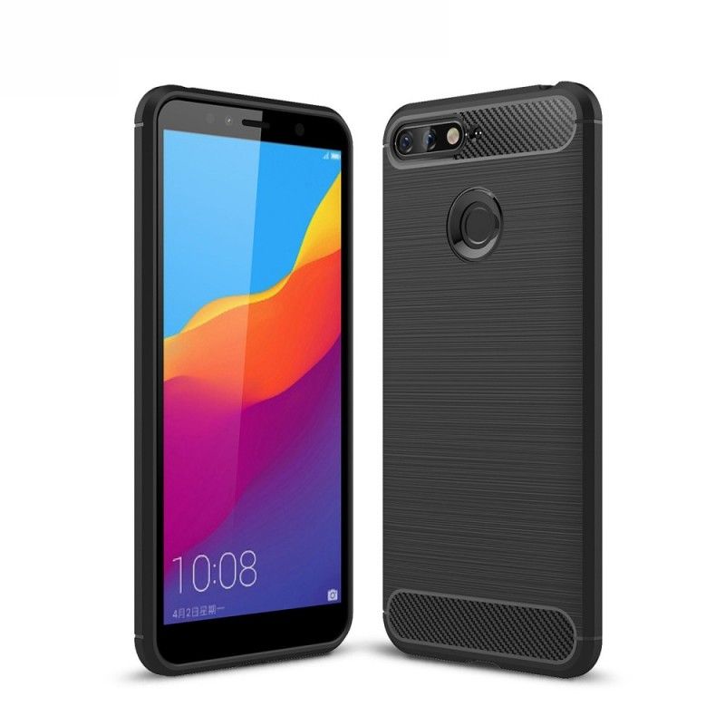 Cover Honor 7A Rød Mobilcover Børstet Kulfiber