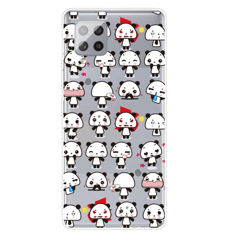 Cover for Samsung Galaxy A42 5G Gennemsigtige Sjove Pandaer