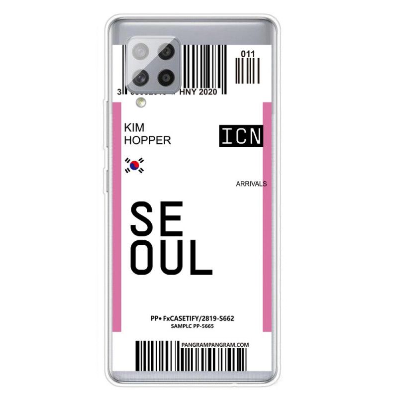 Cover for Samsung Galaxy A42 5G Magenta Boardingkort Til Seoul