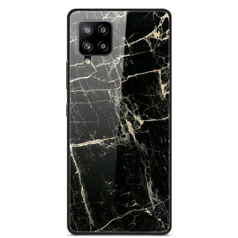 Cover for Samsung Galaxy A42 5G Sort Højeste Marmor Hærdet Glas