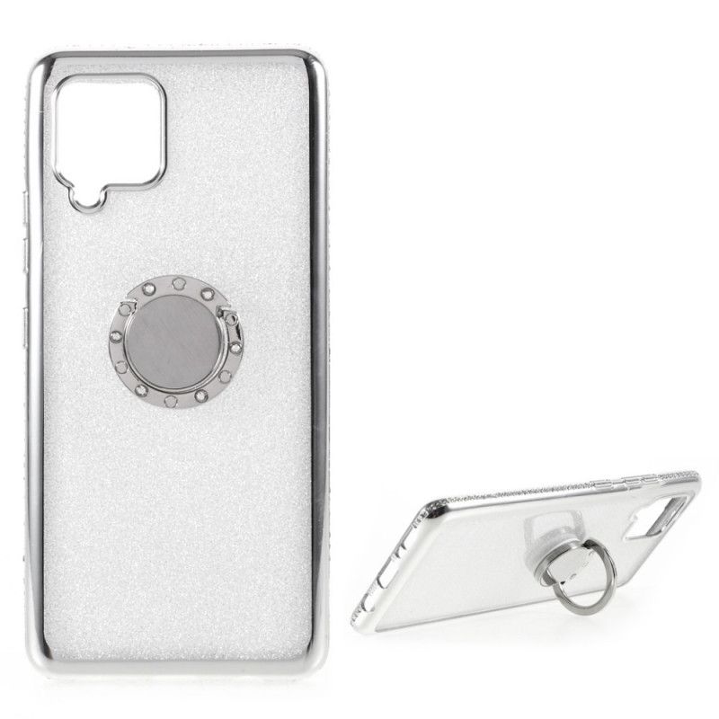 Cover for Samsung Galaxy A42 5G Sort Pailletter Og Diamanter Ringstøtte